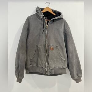 Vintage J130 Carhartt Hooded Jacket XL Canvas Faded Workwear Utility Y2K Grunge